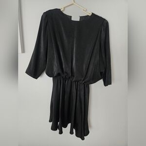 ZARA Women's Black 3/4 Sleeve Padded Shoulder Blouson Dress Size S #OS184